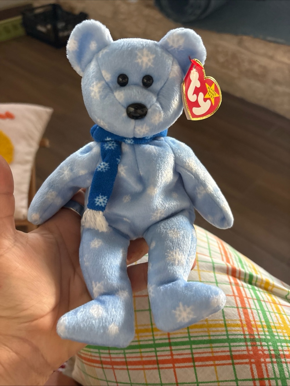 Ty Light Blue Snowflake Bear Plush with Scarf